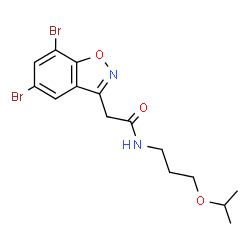 ChemSpider 2D Image | 2-(5,7-Dibromo-1,2-benzoxazol-3-yl)-N-(3-isopropoxypropyl)acetamide | C15H18Br2N2O3