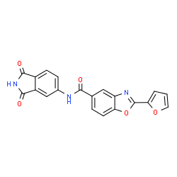 ChemSpider 2D Image | N-(1,3-Dioxo-2,3-dihydro-1H-isoindol-5-yl)-2-(2-furyl)-1,3-benzoxazole-5-carboxamide | C20H11N3O5