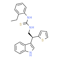 ChemSpider 2D Image | 1-(2-Ethylphenyl)-3-[(2S)-2-(1H-indol-3-yl)-2-(2-thienyl)ethyl]thiourea | C23H23N3S2
