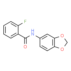 ChemSpider 2D Image | N-(1,3-Benzodioxol-5-yl)-2-fluorobenzamide | C14H10FNO3