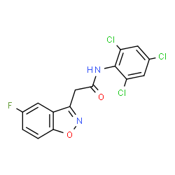 ChemSpider 2D Image | 2-(5-Fluoro-1,2-benzoxazol-3-yl)-N-(2,4,6-trichlorophenyl)acetamide | C15H8Cl3FN2O2