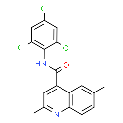 ChemSpider 2D Image | 2,6-Dimethyl-N-(2,4,6-trichlorophenyl)-4-quinolinecarboxamide | C18H13Cl3N2O