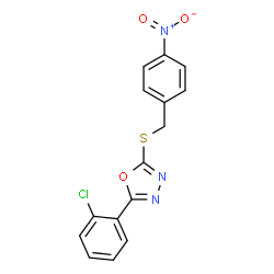 ChemSpider 2D Image | 2-(2-Chlorophenyl)-5-[(4-nitrobenzyl)sulfanyl]-1,3,4-oxadiazole | C15H10ClN3O3S