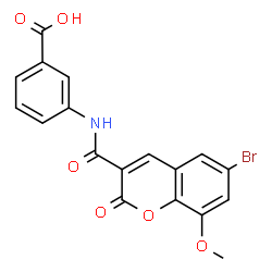 ChemSpider 2D Image | 3-{[(6-Bromo-8-methoxy-2-oxo-2H-chromen-3-yl)carbonyl]amino}benzoic acid | C18H12BrNO6