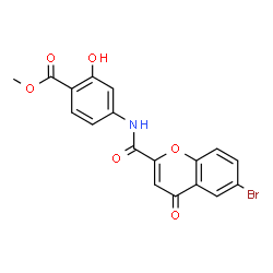 ChemSpider 2D Image | Methyl 4-{[(6-bromo-4-oxo-4H-chromen-2-yl)carbonyl]amino}-2-hydroxybenzoate | C18H12BrNO6