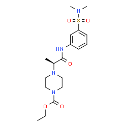 ChemSpider 2D Image | Ethyl 4-[(2S)-1-{[3-(dimethylsulfamoyl)phenyl]amino}-1-oxo-2-propanyl]-1-piperazinecarboxylate | C18H28N4O5S