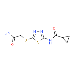 ChemSpider 2D Image | N-{5-[(2-Amino-2-oxoethyl)sulfanyl]-1,3,4-thiadiazol-2-yl}cyclopropanecarboxamide | C8H10N4O2S2