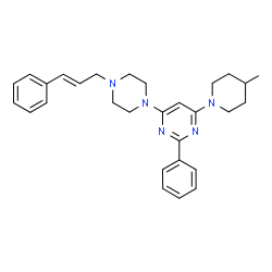ChemSpider 2D Image | 4-(4-Methyl-1-piperidinyl)-2-phenyl-6-{4-[(2E)-3-phenyl-2-propen-1-yl]-1-piperazinyl}pyrimidine | C29H35N5