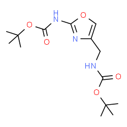 ChemSpider 2D Image | 2-Methyl-2-propanyl {4-[({[(2-methyl-2-propanyl)oxy]carbonyl}amino)methyl]-1,3-oxazol-2-yl}carbamate | C14H23N3O5