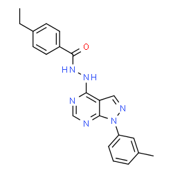 ChemSpider 2D Image | 4-Ethyl-N'-[1-(3-methylphenyl)-1H-pyrazolo[3,4-d]pyrimidin-4-yl]benzohydrazide | C21H20N6O