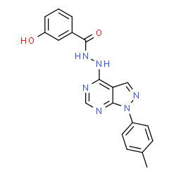 ChemSpider 2D Image | 3-Hydroxy-N'-[1-(4-methylphenyl)-1H-pyrazolo[3,4-d]pyrimidin-4-yl]benzohydrazide | C19H16N6O2