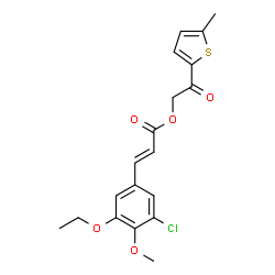 ChemSpider 2D Image | 2-(5-Methyl-2-thienyl)-2-oxoethyl (2E)-3-(3-chloro-5-ethoxy-4-methoxyphenyl)acrylate | C19H19ClO5S