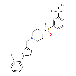 ChemSpider 2D Image | 3-[(4-{[5-(2-Fluorophenyl)-2-thienyl]methyl}-1-piperazinyl)sulfonyl]benzenesulfonamide | C21H22FN3O4S3