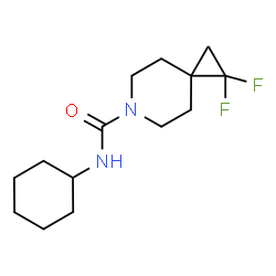 ChemSpider 2D Image | N-Cyclohexyl-1,1-difluoro-6-azaspiro[2.5]octane-6-carboxamide | C14H22F2N2O
