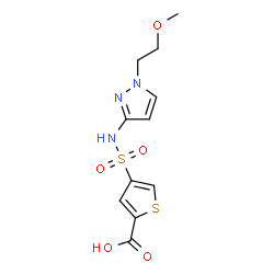 ChemSpider 2D Image | 4-{[1-(2-Methoxyethyl)-1H-pyrazol-3-yl]sulfamoyl}-2-thiophenecarboxylic acid | C11H13N3O5S2