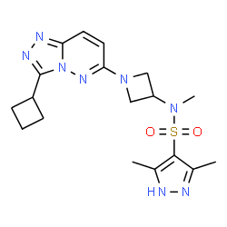 ChemSpider 2D Image | N-[1-(3-Cyclobutyl[1,2,4]triazolo[4,3-b]pyridazin-6-yl)-3-azetidinyl]-N,3,5-trimethyl-1H-pyrazole-4-sulfonamide | C18H24N8O2S