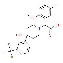 ChemSpider 2D Image | (5-Fluoro-2-methoxyphenyl){4-hydroxy-4-[3-(trifluoromethyl)phenyl]-1-piperidinyl}acetic acid | C21H21F4NO4