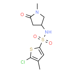 ChemSpider 2D Image | 5-Chloro-4-methyl-N-(1-methyl-5-oxo-3-pyrrolidinyl)-2-thiophenesulfonamide | C10H13ClN2O3S2