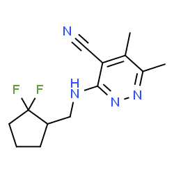 ChemSpider 2D Image | 3-{[(2,2-Difluorocyclopentyl)methyl]amino}-5,6-dimethyl-4-pyridazinecarbonitrile | C13H16F2N4