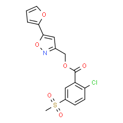 ChemSpider 2D Image | [5-(2-Furyl)-1,2-oxazol-3-yl]methyl 2-chloro-5-(methylsulfonyl)benzoate | C16H12ClNO6S