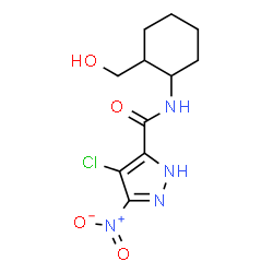 ChemSpider 2D Image | 4-Chloro-N-[2-(hydroxymethyl)cyclohexyl]-3-nitro-1H-pyrazole-5-carboxamide | C11H15ClN4O4
