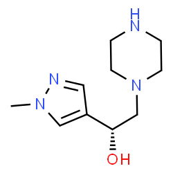 ChemSpider 2D Image | (1R)-1-(1-Methyl-1H-pyrazol-4-yl)-2-(1-piperazinyl)ethanol | C10H18N4O