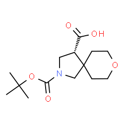 ChemSpider 2D Image | (4R)-2-{[(2-Methyl-2-propanyl)oxy]carbonyl}-8-oxa-2-azaspiro[4.5]decane-4-carboxylic acid | C14H23NO5