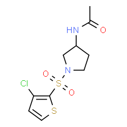 ChemSpider 2D Image | N-{1-[(3-Chloro-2-thienyl)sulfonyl]-3-pyrrolidinyl}acetamide | C10H13ClN2O3S2