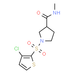 ChemSpider 2D Image | 1-[(3-Chloro-2-thienyl)sulfonyl]-N-methyl-3-pyrrolidinecarboxamide | C10H13ClN2O3S2