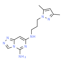 ChemSpider 2D Image | N~7~-[3-(3,5-Dimethyl-1H-pyrazol-1-yl)propyl][1,2,4]triazolo[4,3-c]pyrimidine-5,7-diamine | C13H18N8