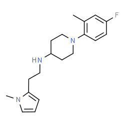 ChemSpider 2D Image | 1-(4-Fluoro-2-methylphenyl)-N-[2-(1-methyl-1H-pyrrol-2-yl)ethyl]-4-piperidinamine | C19H26FN3