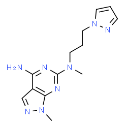 ChemSpider 2D Image | N~6~,1-Dimethyl-N~6~-[3-(1H-pyrazol-1-yl)propyl]-1H-pyrazolo[3,4-d]pyrimidine-4,6-diamine | C13H18N8