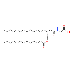 ChemSpider 2D Image | N-{(3R)-15-Methyl-3-[(12-methyltridecanoyl)oxy]hexadecanoyl}glycine | C33H63NO5
