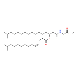 ChemSpider 2D Image | R-(+)-N-[15-methyl-3-(13-methyl-4Z-tetradecenoyloxy)-hexadecanoyl]glycine methyl ester | C35H65NO5