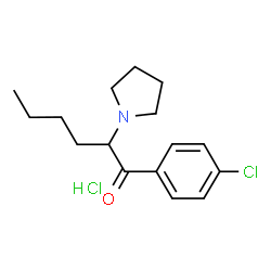 ChemSpider 2D Image | 1-(4-Chlorophenyl)-2-(1-pyrrolidinyl)-1-hexanone hydrochloride (1:1) | C16H23Cl2NO