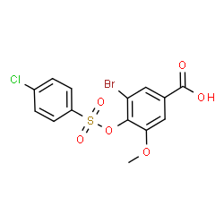 ChemSpider 2D Image | 3-Bromo-4-{[(4-chlorophenyl)sulfonyl]oxy}-5-methoxybenzoic acid | C14H10BrClO6S