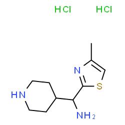 ChemSpider 2D Image | 1-(4-Methyl-1,3-thiazol-2-yl)-1-(4-piperidinyl)methanamine dihydrochloride | C10H19Cl2N3S