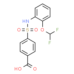 ChemSpider 2D Image | 4-{[2-(Difluoromethoxy)phenyl]sulfamoyl}benzoic acid | C14H11F2NO5S