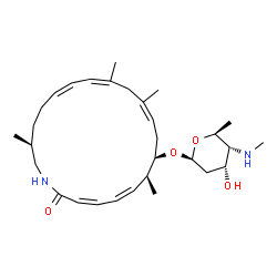 ChemSpider 2D Image | (3Z,5Z,7S,8R,10Z,13Z,15Z,19S)-7,11,13,19-Tetramethyl-2-oxoazacycloicosa-3,5,10,13,15-pentaen-8-yl 2,4,6-trideoxy-4-(methylamino)-beta-L-ribo-hexopyranoside | C30H48N2O4