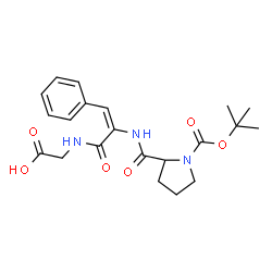 ChemSpider 2D Image | N-{(2E)-2-[(1-{[(2-Methyl-2-propanyl)oxy]carbonyl}prolyl)amino]-3-phenyl-2-propenoyl}glycine | C21H27N3O6