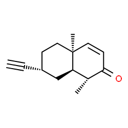 ChemSpider 2D Image | (1R,4aS,7R,8aR)-7-Ethynyl-1,4a-dimethyl-4a,5,6,7,8,8a-hexahydro-2(1H)-naphthalenone | C14H18O