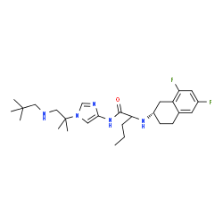 ChemSpider 2D Image | N~2~-[(2S)-6,8-Difluoro-1,2,3,4-tetrahydro-2-naphthalenyl]-N-(1-{1-[(2,2-dimethylpropyl)amino]-2-methyl-2-propanyl}-1H-imidazol-4-yl)norvalinamide | C27H41F2N5O