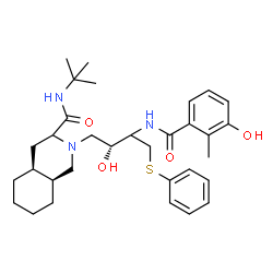 ChemSpider 2D Image | (4aS,8aS)-2-[(2R)-2-Hydroxy-3-[(3-hydroxy-2-methylbenzoyl)amino]-4-(phenylsulfanyl)butyl]-N-(2-methyl-2-propanyl)decahydro-3-isoquinolinecarboxamide | C32H45N3O4S