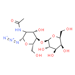 ChemSpider 2D Image | N-[(2S,4S,5R,6S)-2-Azido-4-hydroxy-6-(hydroxymethyl)-5-{[(2R,3S,4R,5S,6S)-3,4,5-trihydroxy-6-(hydroxymethyl)tetrahydro-2H-pyran-2-yl]oxy}tetrahydro-2H-pyran-3-yl]acetamide (non-preferred name) | C14H24N4O10
