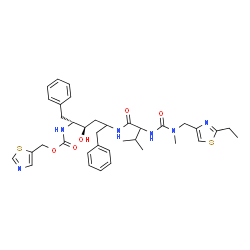 ChemSpider 2D Image | N~2~-{[(2-Ethyl-1,3-thiazol-4-yl)methyl](methyl)carbamoyl}-N-[(4R,5R)-4-hydroxy-1,6-diphenyl-5-{[(1,3-thiazol-5-ylmethoxy)carbonyl]amino}-2-hexanyl]valinamide | C36H46N6O5S2