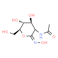 ChemSpider 2D Image | N-[(2E,4S,5R,6S)-4,5-Dihydroxy-2-(hydroxyimino)-6-(hydroxymethyl)tetrahydro-2H-pyran-3-yl]acetamide (non-preferred name) | C8H14N2O6