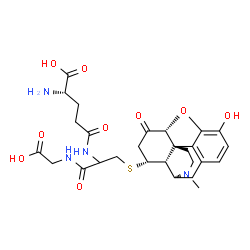 ChemSpider 2D Image | L-gamma-Glutamyl-S-[(5alpha,8alpha,9alpha)-3-hydroxy-17-methyl-6-oxo-4,5-epoxymorphinan-8-yl]cysteinylglycine | C27H34N4O9S