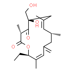 ChemSpider 2D Image | (3R,5R,9R,12Z,14R)-14-Ethyl-5-hydroxy-5-(hydroxymethyl)-3,7,9,13-tetramethyl-11-methyleneoxacyclotetradeca-7,12-diene-2,4-dione | C21H32O5