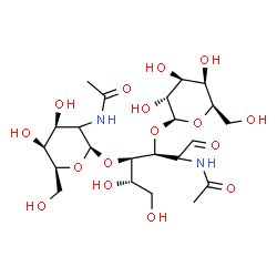 ChemSpider 2D Image | (2xi)-2-Acetamido-2-deoxy-beta-L-lyxo-hexopyranosyl-(1->4)-[beta-D-galactopyranosyl-(1->3)]-(2xi)-2-acetamido-2-deoxy-L-lyxo-hexose | C22H38N2O16