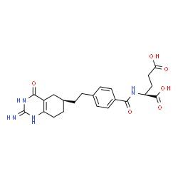 ChemSpider 2D Image | N-(4-{2-[(6S)-2-Imino-4-oxo-1,2,3,4,5,6,7,8-octahydro-6-quinazolinyl]ethyl}benzoyl)-L-glutamic acid | C22H26N4O6